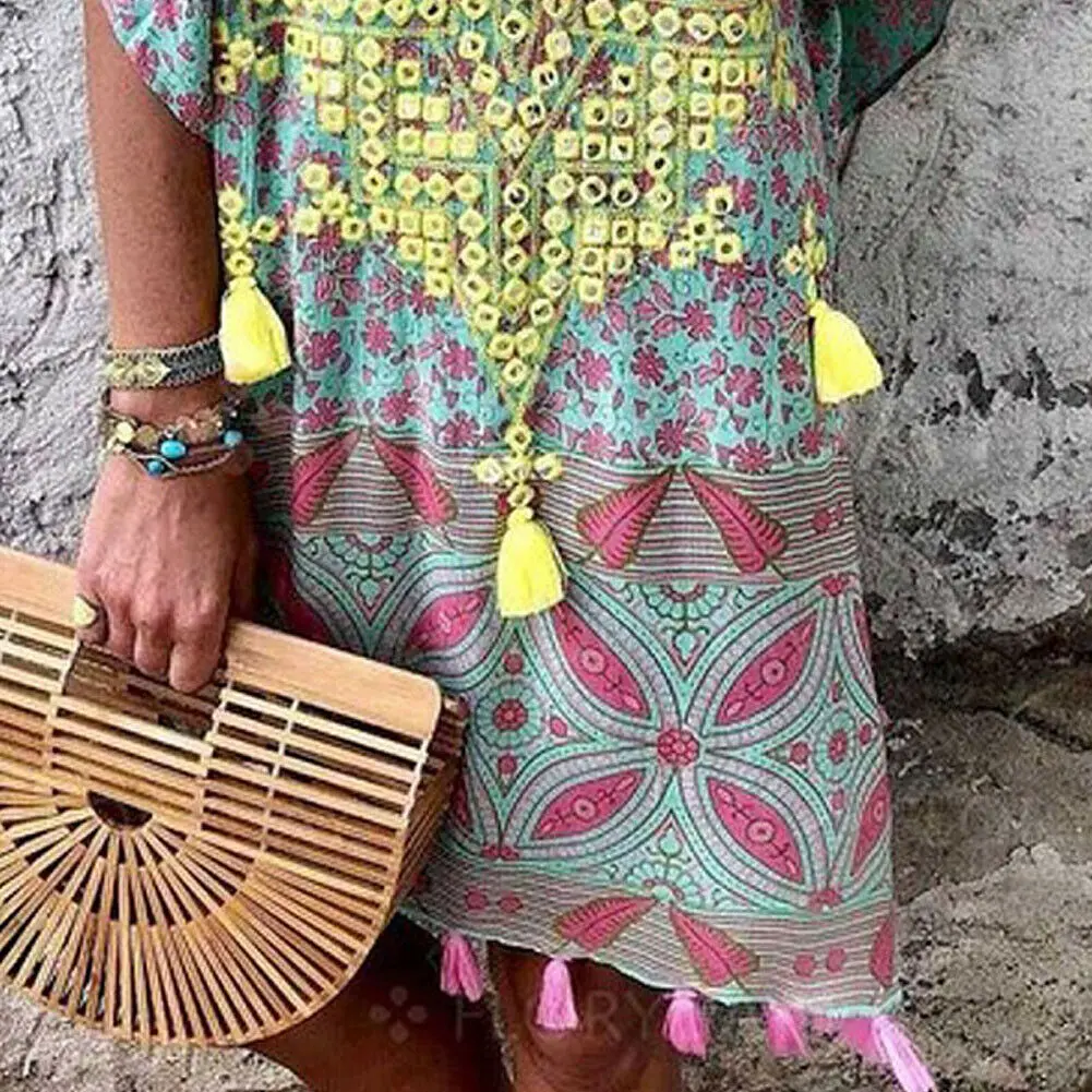 Женская футболка с коротким рукавом Boho Повседневная летняя большого размера |