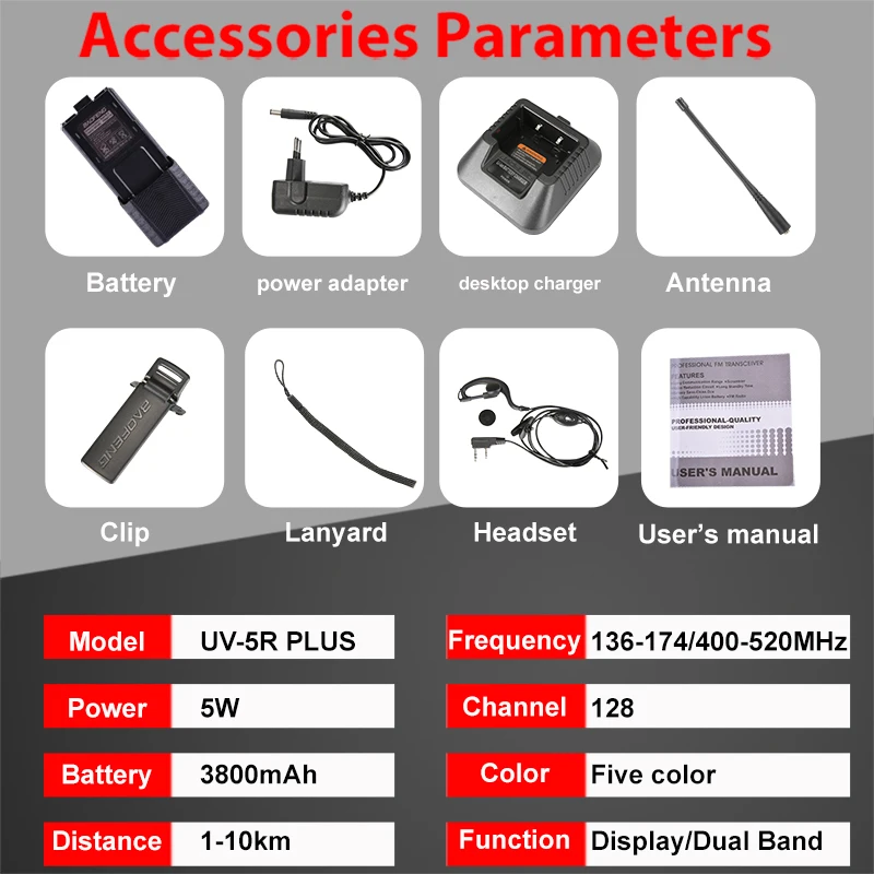 Портативная рация Baofeng UV 5R 5 Вт UV-5R мА ч 3800 в 7 4-136 МГц 174-400 | Мобильные телефоны и