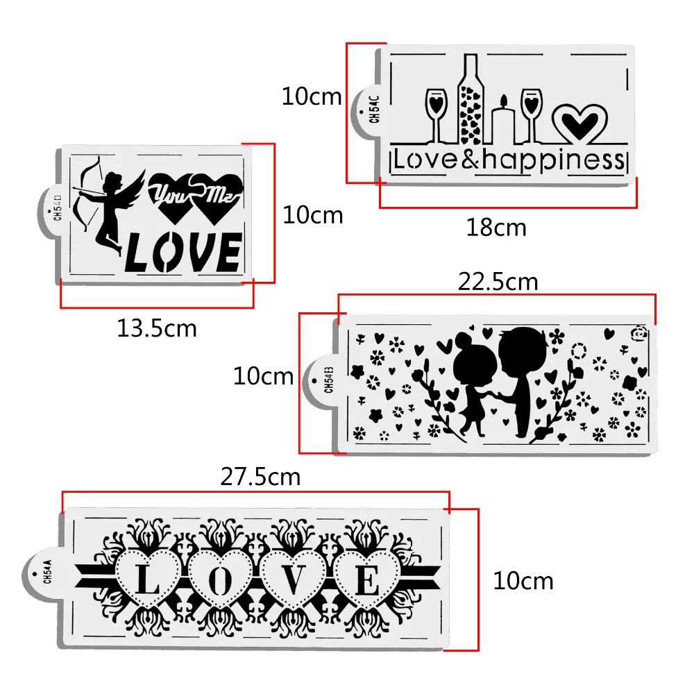 4 шт. трафарет для торта на День святого Валентина свадебной вечеринки