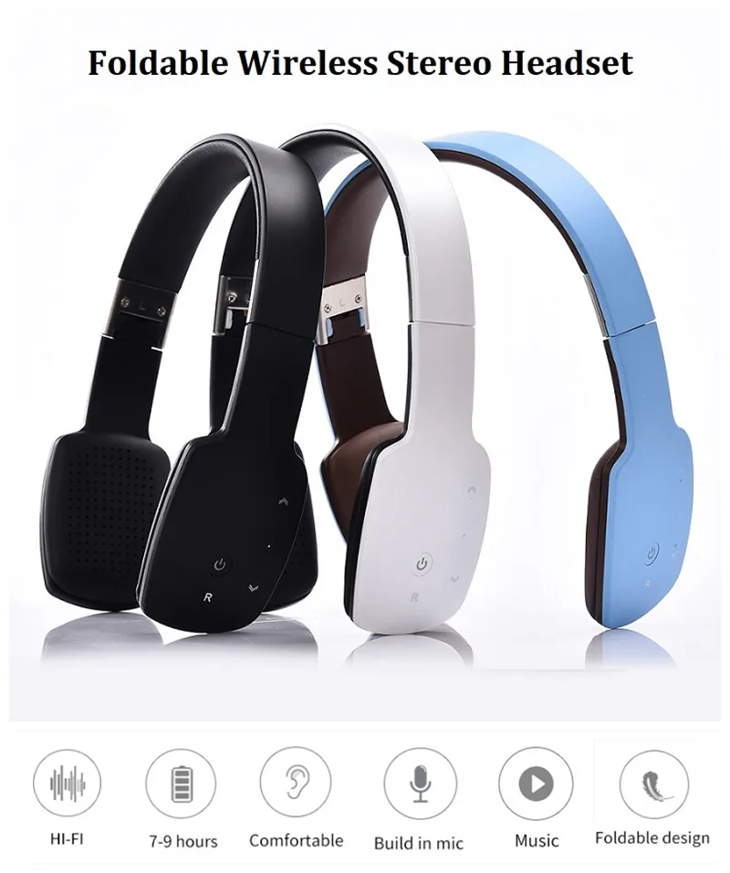 3,5 мм Проводные Беспроводные наушники стерео Bluetooth гарнитура повязка складные наушники с микрофоном Handsfree