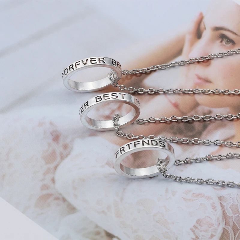 3 шт./компл. Best Friends Forever Цепочки и ожерелья s серебряные круглые простое ожерелье с подвеской для девочек Для женщин сестер BFF Дружба Ювелирные изделия