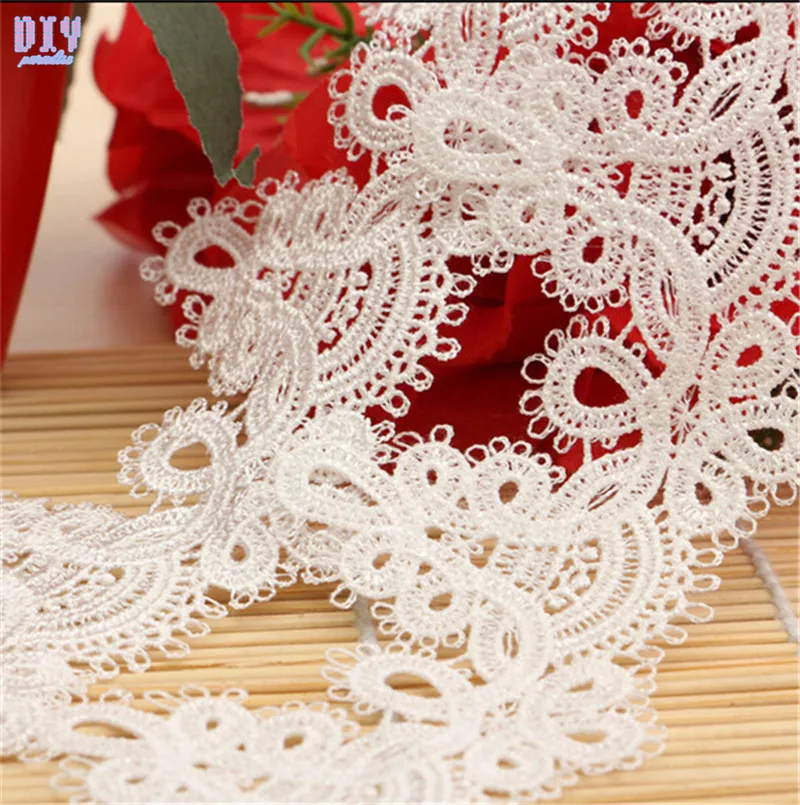 15 ярдов белая черная вышитая кружевная кромка аппликация сделай сам лента