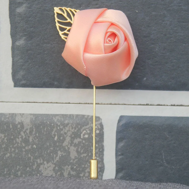Champagne pink 1 шт., брошь для свадьбы, невесты, подружки невесты, цветы, корсаж для жениха, булавка, аксессуары для невесты, мужской костюм, металлический лист, бутоньерка - Цвет: Champagne pink