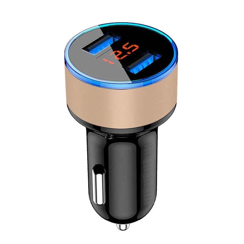 Gold Оригинальное быстрое автомобильное зарядное устройство Kerokuru с двумя USB 3,1 а, с ЖК-дисплеем, автомобильное зарядное устройство для Iphone, Xiaomi, samsung, планшета в автомобиле - Тип штекера: Gold