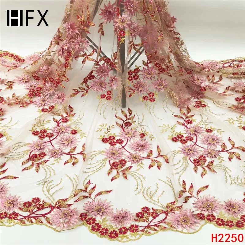 HFX 2019 новый стиль французская сетчатая кружевная ткань 3D цветок в африканском