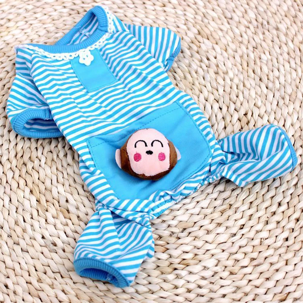 2 Colors Cute Stripes Dog Jumpsuit Pajamas Coats Clothes Pet Apparel | Дом и сад