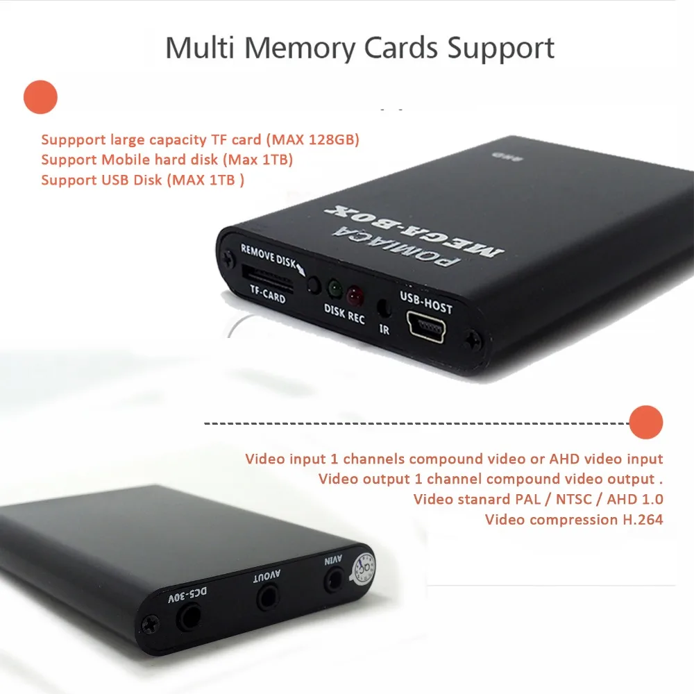 X-box мега-бокс 1CH 720 P AHD CVBS DVR рекордер в режиме реального времени Видеозаписывающие DVR, автоматическая запись при включении/таймера/руководство