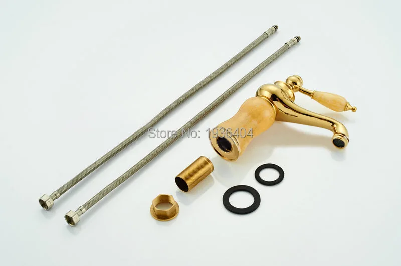 Античная латунь золотой мраморный камень Ванная комната смеситель краны на