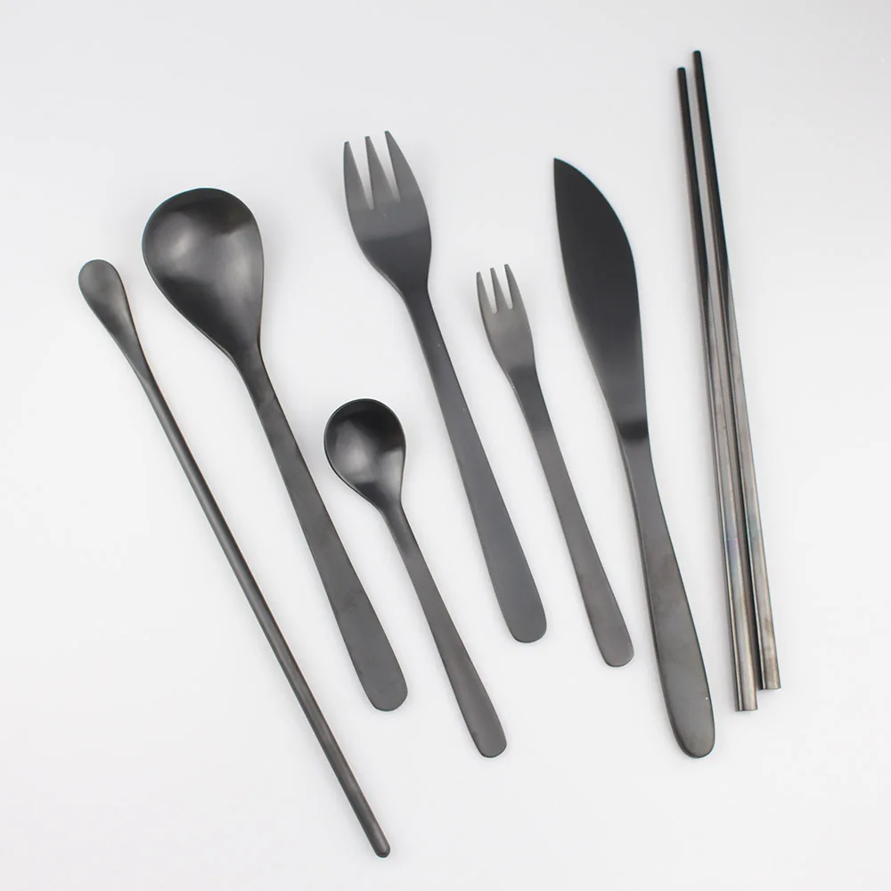 1 шт. набор столовых приборов из нержавеющей стали новый посуды черный обеденный