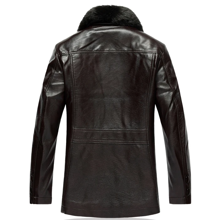 XL-7XL Повседневная однотонная кожаная куртка с меховым воротником, мужское пальто, теплая зимняя куртка, мужские кожаные куртки размера плюс, высокое качество