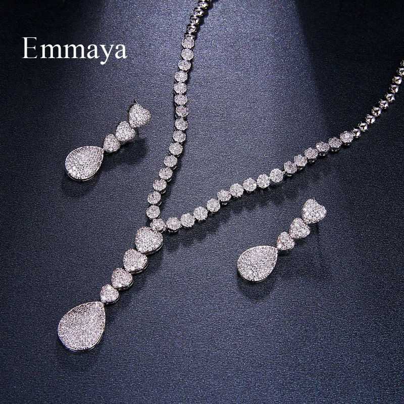 Emmaya модные яркие сердца циркониевые цепочки ожерелья серьги наборы для женщин