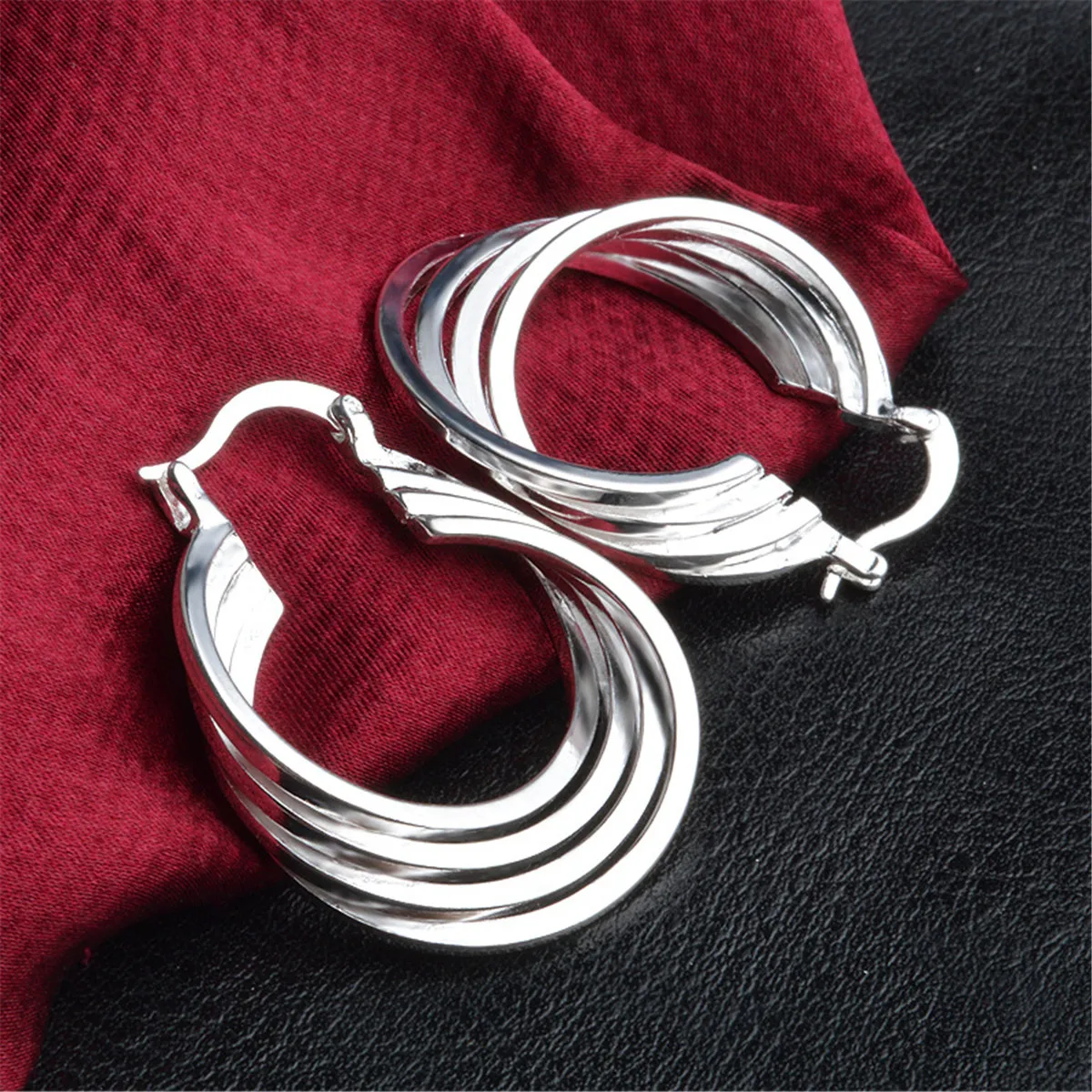 Женские серьги с серебряным покрытием четыре линии|earrings turquoise|earrings imitationearrings flat |