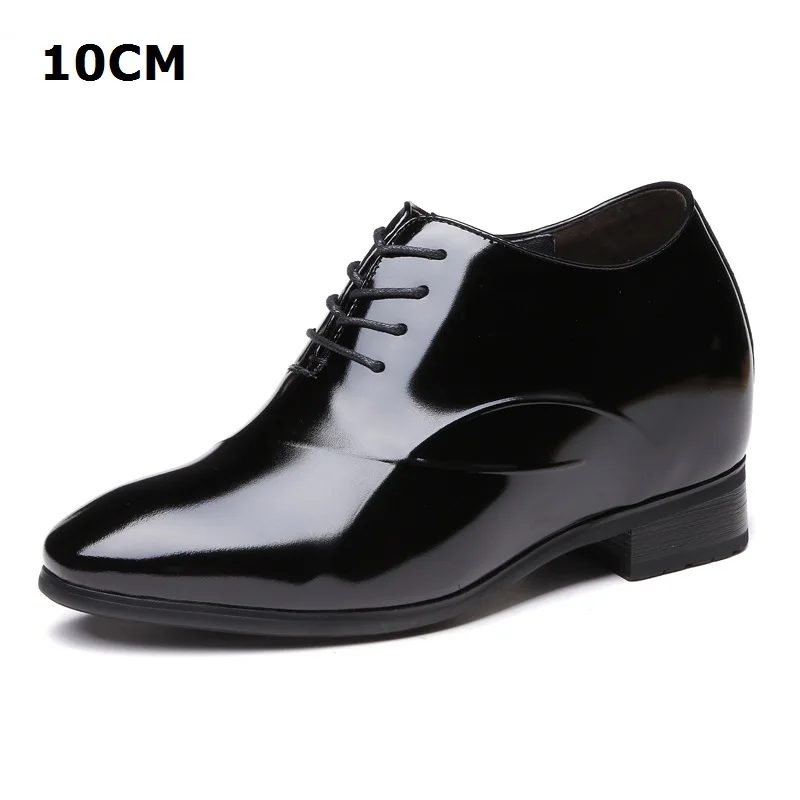Классические черные лакированные увеличивающие рост Кожаные Туфли-оксфорды 8 см