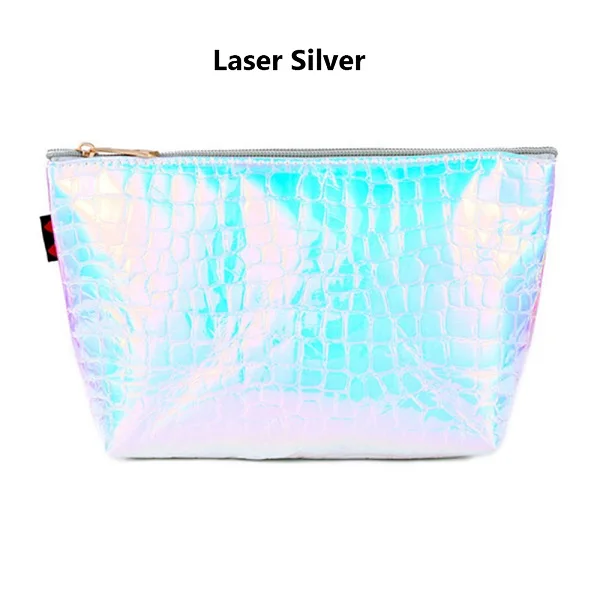 Silver Bag Портативная Дорожная сумка на молнии с лазером большой емкости, держатель для туалетных принадлежностей, косметичка, сумка для хранения косметики, серебристо-розовый - Цвет: Silver Bag