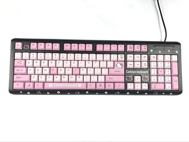 Высокое качество милый мультфильм рисунок Hello Kitty USB Проводная клавиатура любовь