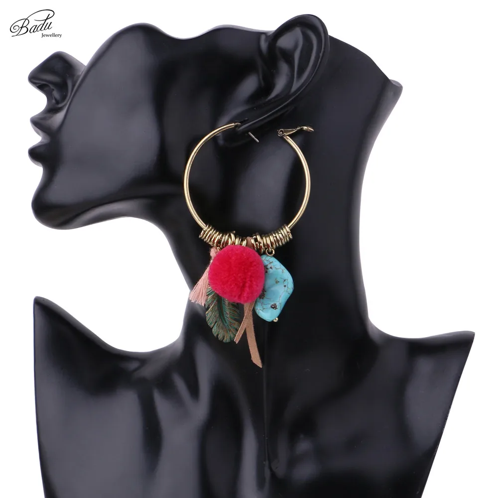 Badu винтажные золотые серьги большие круглые женские 2017 Boho модные обруча с