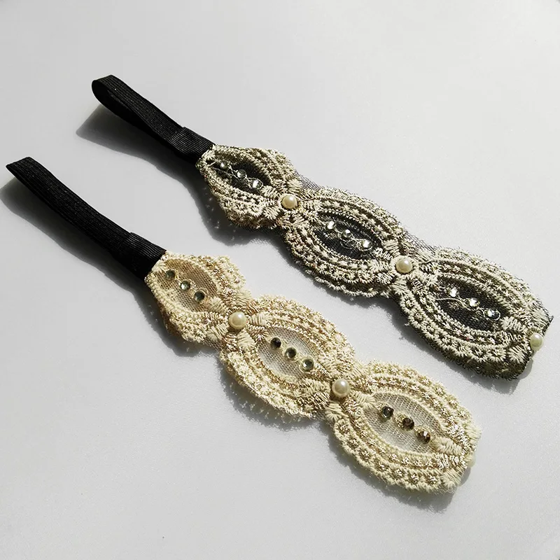 

1pc Fashion Lace Headband with Pearl Rhinestones Elastic Head Wrap Ladies Hair Accessories Headband for women and girls