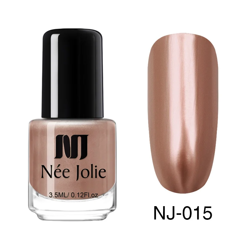 Metal NJ-015 NEE JOLIE 3.5ml Candy Nude Color Nail Polish Fast Dry Semi-transparent Jelly Effect Environmental Nail Varnish - Цвет: Metal NJ-015