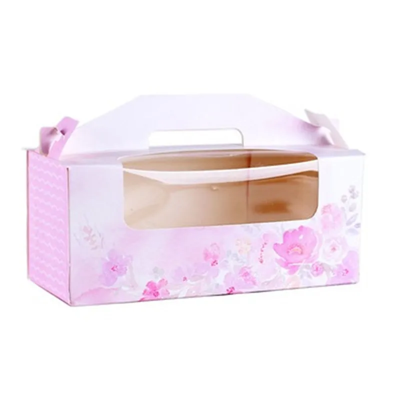 

100pcs/lot Cake Box Packaging Wedding Favor Gift Christmas Candy Party Cake Dessert Paper Wrap Portable Cake Roll Boxs Storage