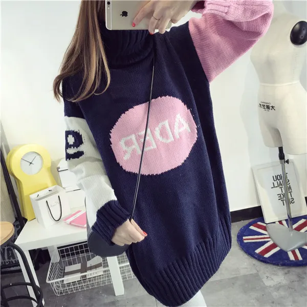 

Gril high neck collar full-sleeve sweater