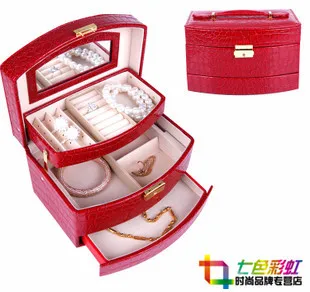 

Leather jewelry box princess fashion jewelry box married birthday gift