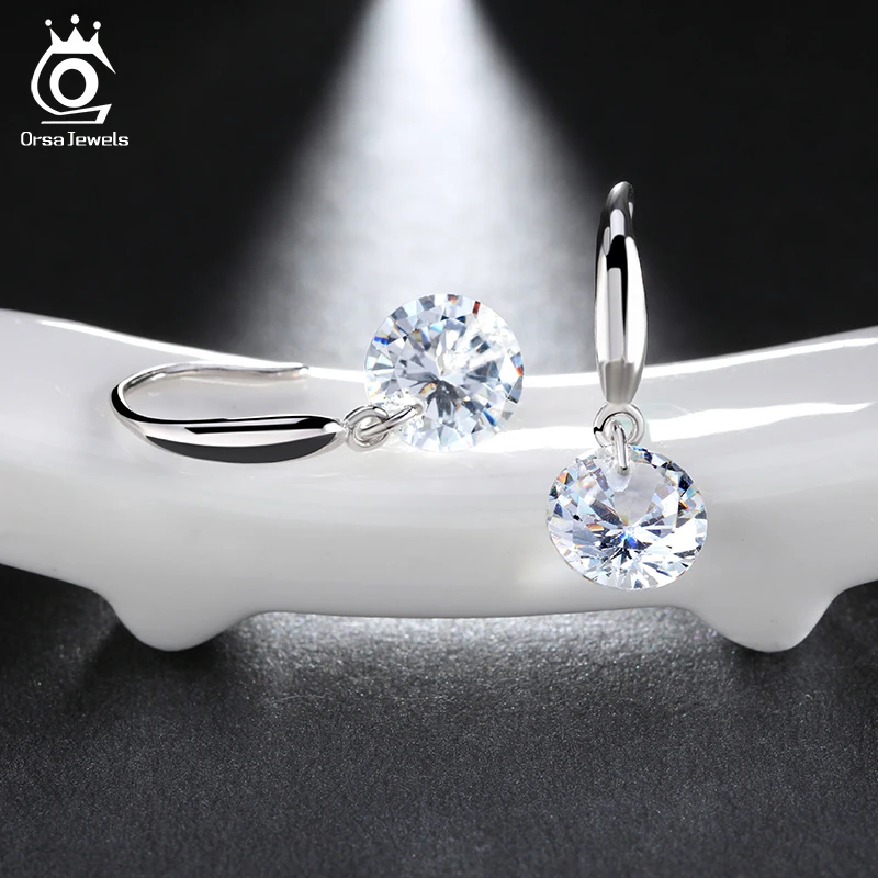 ORSA JEWELS Сияющие голые серьги, настоящие Австрийские кубические циркониевые очень красивые серьги для женщин OE05