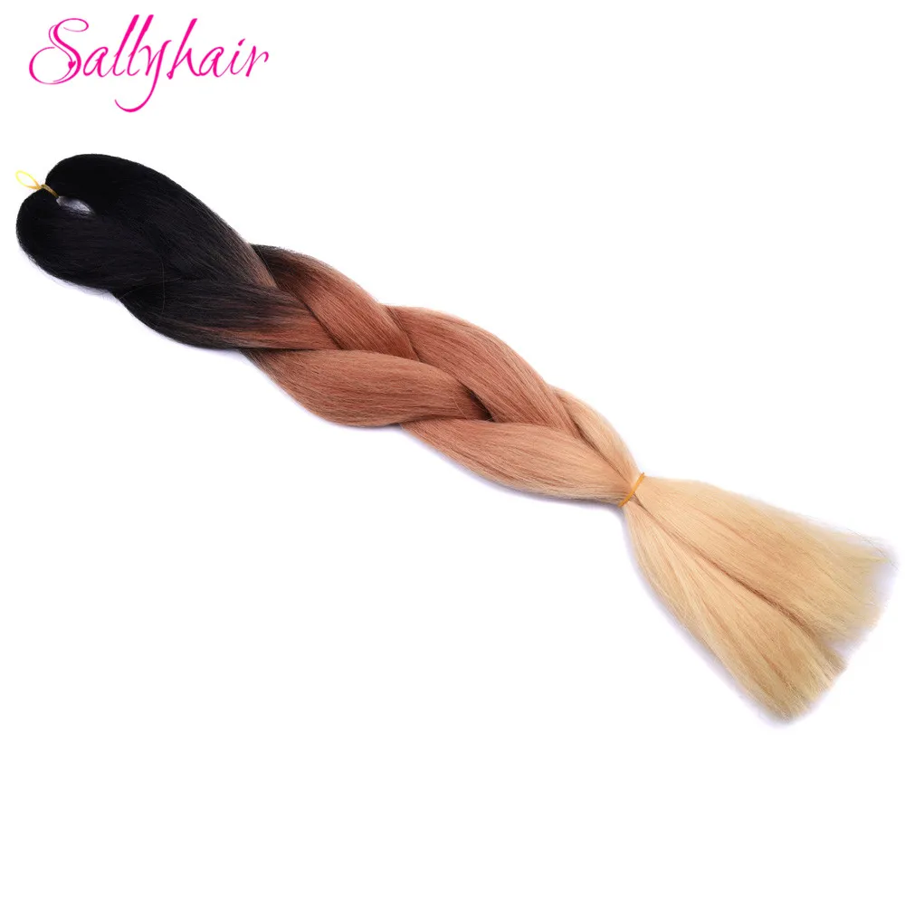 # Фиолетовый Sallyhair Омбре плетение волос для наращивания 2 тона цвет 1 упаковка 24 дюйма Высокая температура Большие синтетические косы объемные волосы черный - Цвет: # Фиолетовый