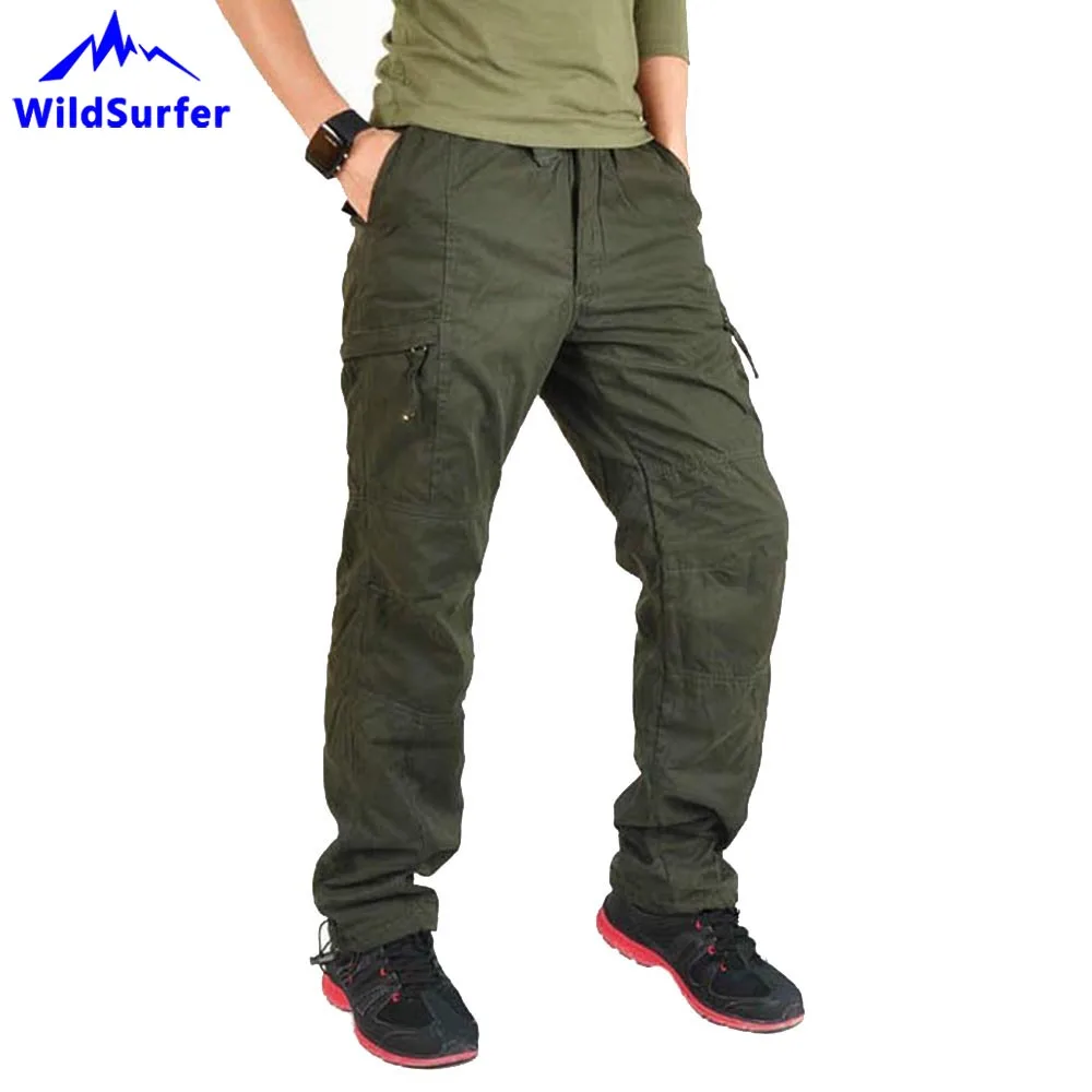 Мужские уличные брюки с несколькими карманами WildSurfer зимние Бархатные большого