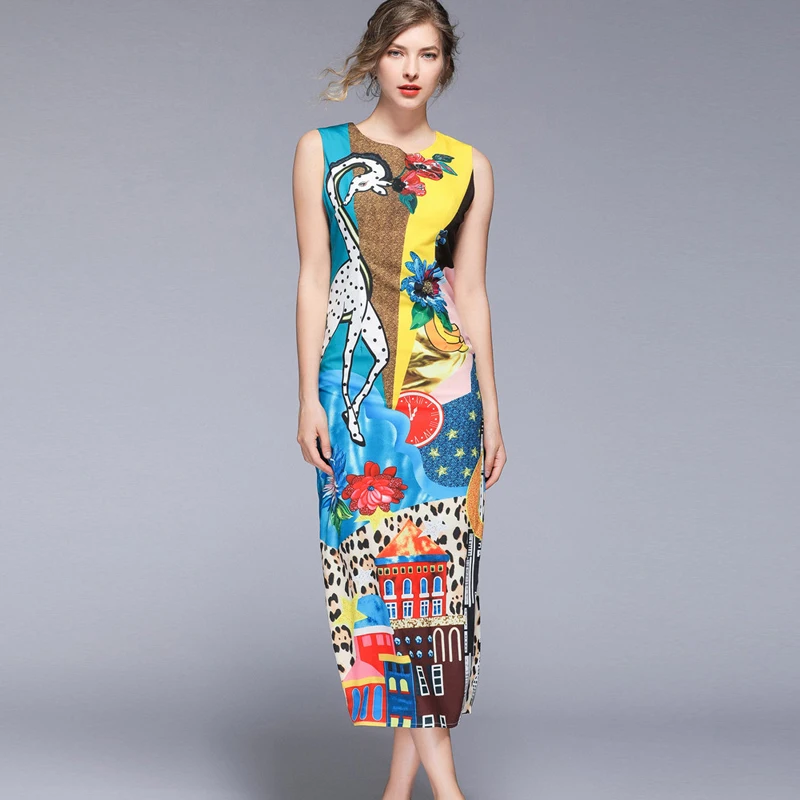 Бренд модельер взлетно посадочной полосы платье для женщин Лето 2019 г. без рукавов