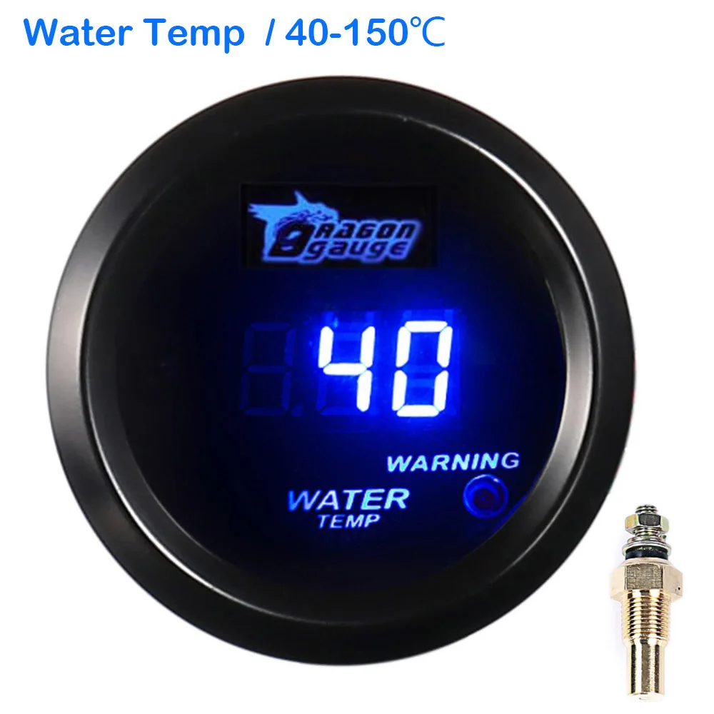 Water Temp Unit C 2 дюйма 52 мм Автомобильный повышающий PSI Бар датчик температуры воды Температура масла топлива Pressurse вольтметр Тахометр цифровой синий светодиодный 12 в датчик - Цвет: Water Temp Unit C