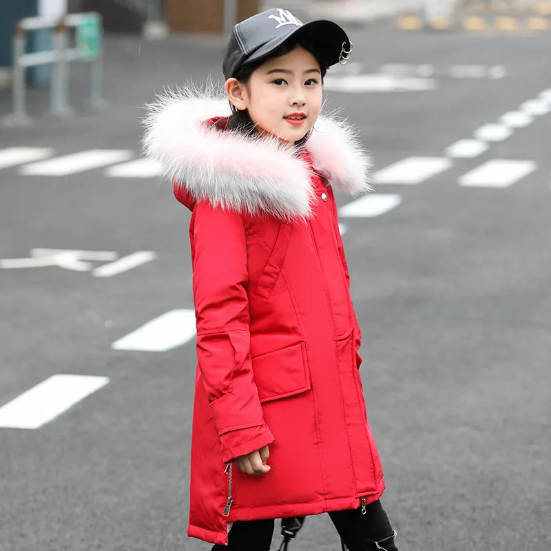Princess Winter Coat for Girls made of goose feather Kids Down Jackets age 10 12 14 years Children Outfit Winter Girls Clothing
