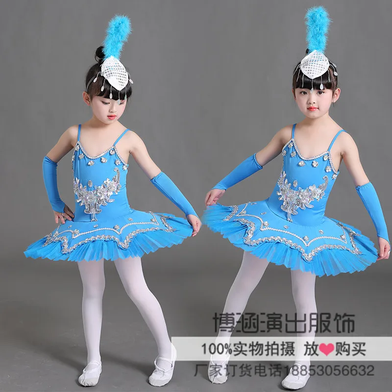 

costumes Ballet clothes Girls Suspenders tutu White veil princess Christmas Children dance costume Little swan girl clothes