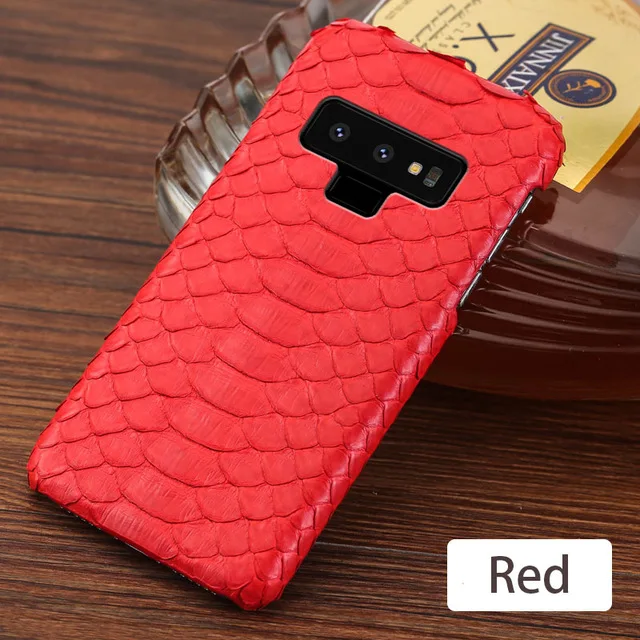Чехол для телефона для samsung Galaxy S6 S7 S8 S9 S10 Note 8, 9, 10, плюс натуральной кожи питона A20 A30 A40 A50 A5 A7 J5 J7 A8 J6 чехол - Цвет: Red