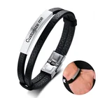 Мужской браслет из натуральной кожи, с именем на заказ, регулируемой длиной