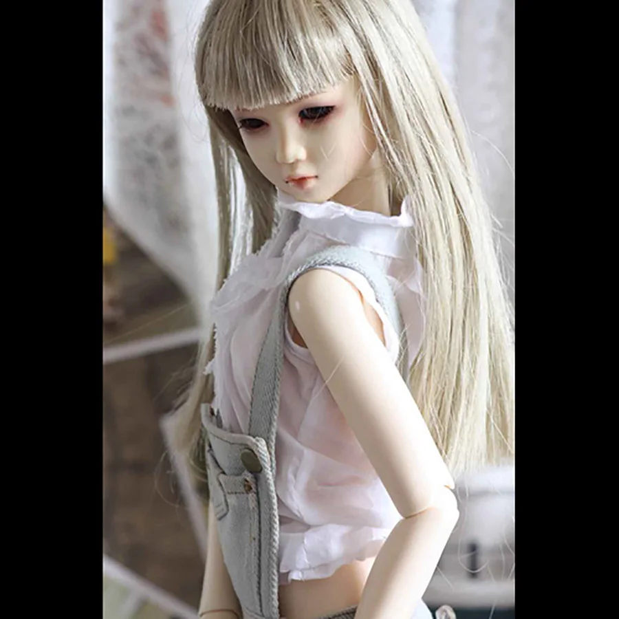 Bybrana 1/3 msd dz bjd SD DD dddy кукла использовать одежду состаренные холст нагрудник+ белая рубашка без рукавов в художественном стиле - Цвет: shirt