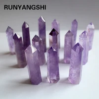 runyangshi beautiful natural crystal column amethyst raw stone grinding high quality crystal handicraft six prism zh39