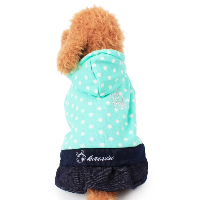 Собака Толстовки Симпатичные Корона Полька Собак Дюбель Платье Четыре Цвета Pet