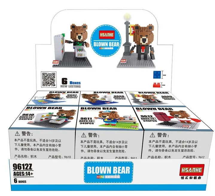 Hsanhe мини блоки мультфильм Медведь DIY строительные игрушки Rilakkuma действие Brinquedo