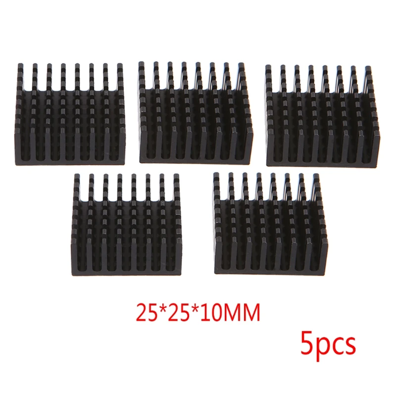 

5Pcs 25*25*10mm Aluminum Heatsink Block Computer Cooler Electronic Chip Radiator