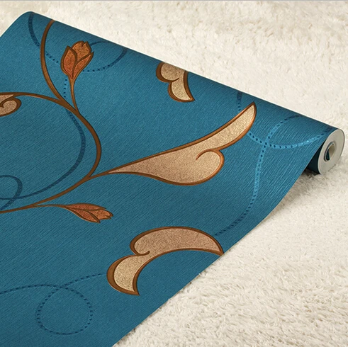 Современные Роскошные Синие фоновые обои цветочные для стен гостиной спальни