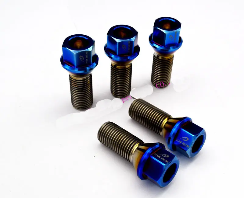 

5x M14 x1.25x28mm титановый сплав колеса Ступицы болты для автомобиля синий