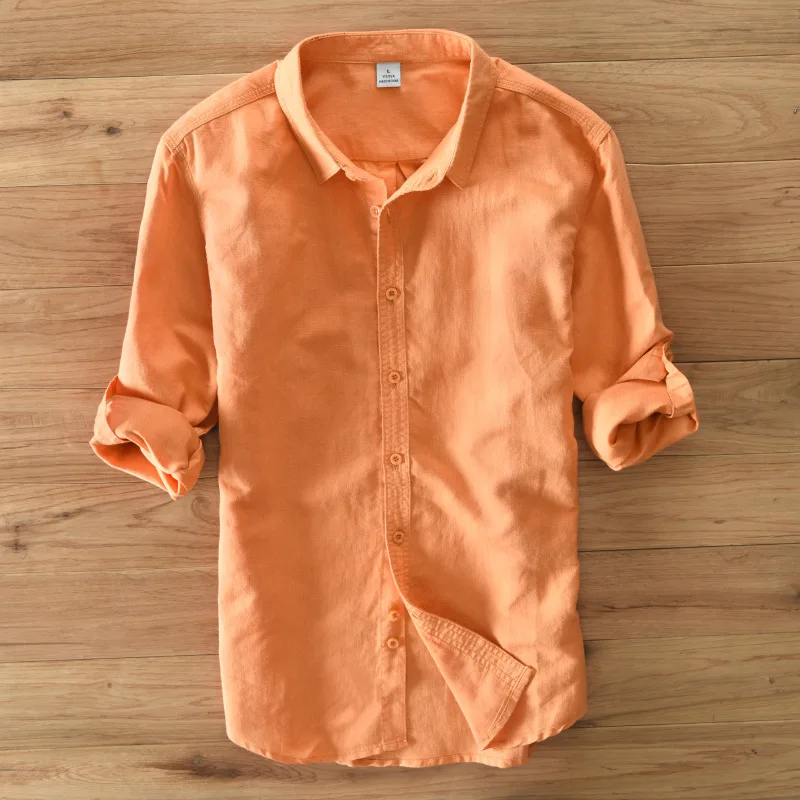 Men Linen Long Sleeve Shirts 2019 High Quality men cool | Мужская одежда