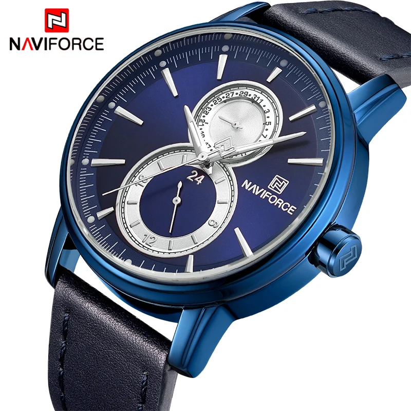 2018 новые модные NAVIFORCE Мужские часы кожаные кварцевые с датой мужские роскошные