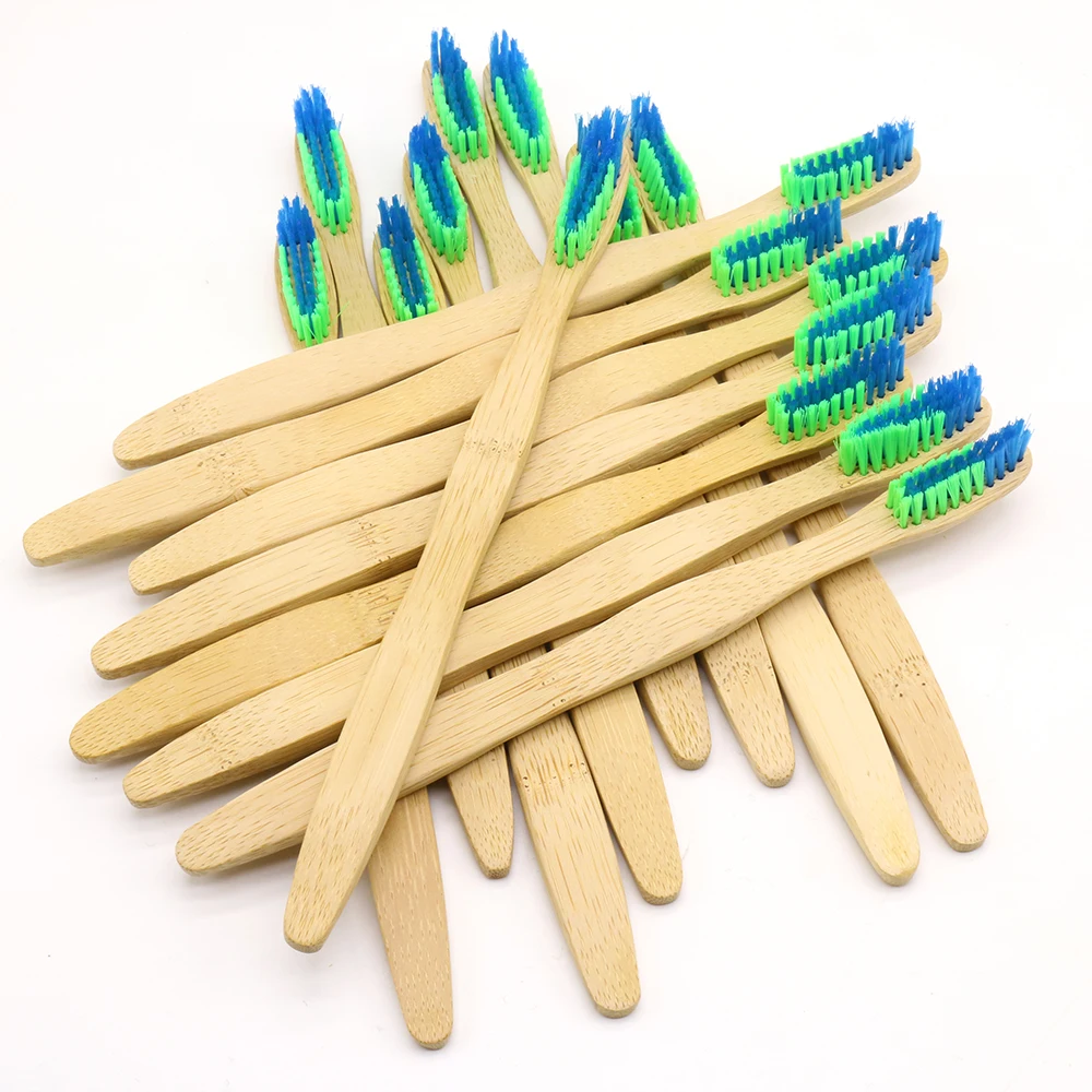 

DR.PERFECT 100 Pcs 2 Colors Head Bamboo Toothbrush Wholesale Eco friendly Wooden Bamboo Toothbrush Oral Care Soft Bristle