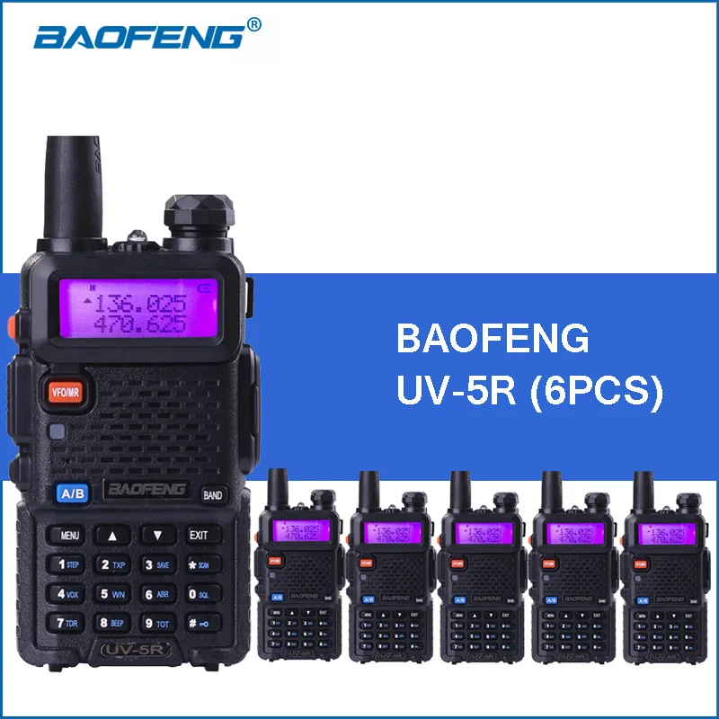 6 шт./лот BAOFENG UV 5R иди и болтай Walkie Talkie S двухдиапазонный УКВ Портативный “иди