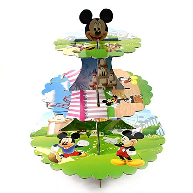 Мультяшный 3 ярусный подставка для кексов с изображением дерева бумажный