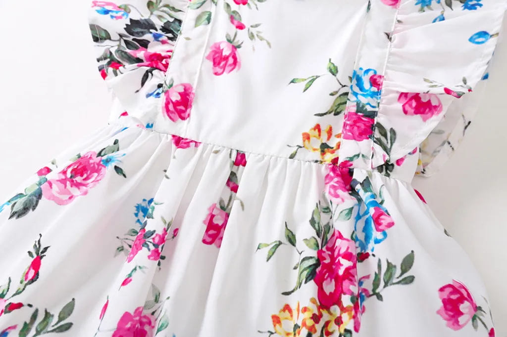 Кружевное платье без рукавов с цветочным рисунком для новорожденных одежда