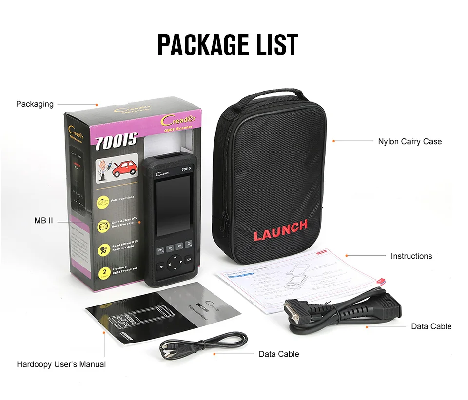 Launch X431 Creader 7001S считыватель кодов CR7001S полный OBDII OBD2 диагностический инструмент ABS SRS Система Авто сканер с EPB сбросом масла