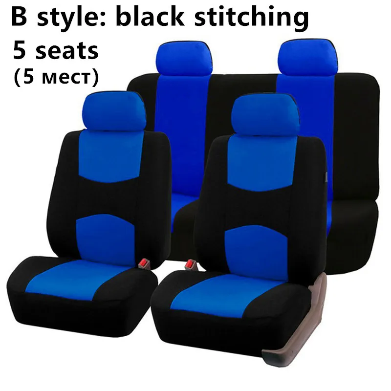 5 seats B Style Универсальные чехлы для сидений автомобилей, тканевые Чехлы для автомобилей, подходят для ford focus 2 peugeot 206 kia rio 3 VAZ 2114 lada - Название цвета: 5 seats B Style