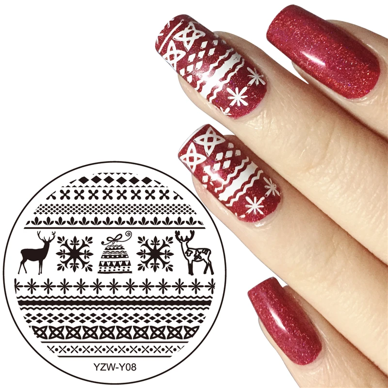 

Diameter 5.5cm Round Nail Art Stamping Template Image Plate 20 Designs YZW-Y Series Nail Stamping Plates Manicure Stencil Set